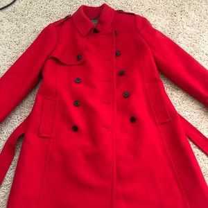 J.Crew Icon Trench in wool cashmere bright red